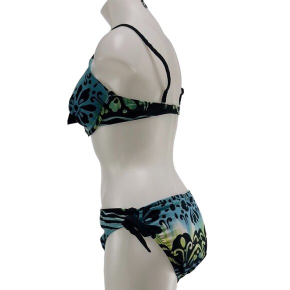 OCEAN DREAM COLLECTION Women's Nylon 2 Piece Blue Green Built-In Bra Size 14 - Picture 2 of 10